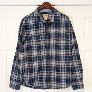 Vintage 100% Cotton Gap Jeans San Francisco Sz Large Flannel Plaid Shirt Blue